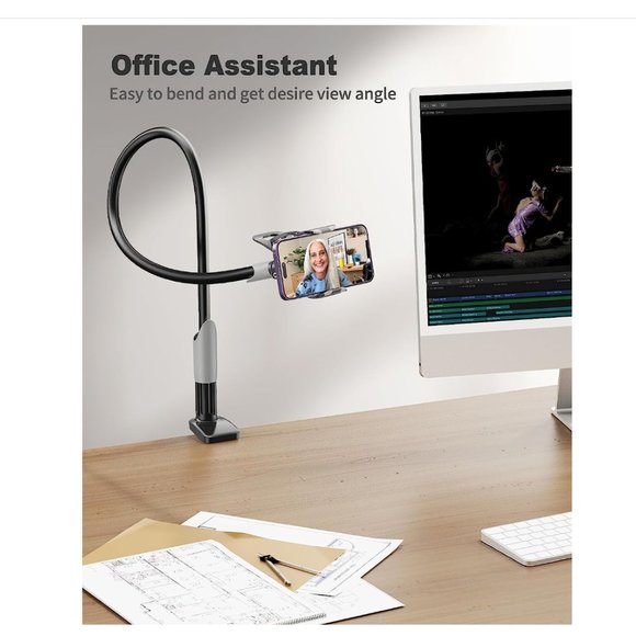 Gooseneck Bed Phone Holder, Flexible Long Arm Phone Mount for Desk Clamp Clip - Picture 6 of 8